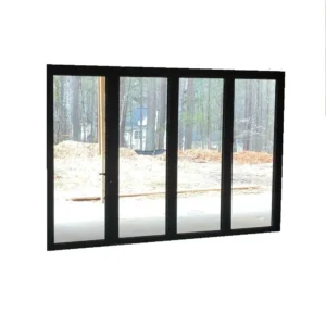 144 in. x 96 in. Left Opening/Right Folding Outswing Black Aluminum Folding Patio door