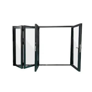 120 in. x 80 in. Left Opening/Right Folding Outswing Black Aluminum Folding Patio Door