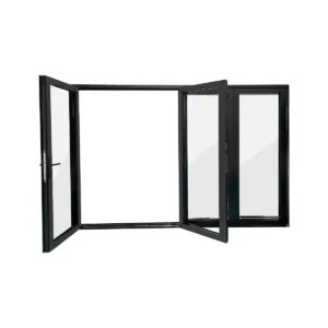 120 in. x 80 in. Right Opening/Left Folding Outswing Black Aluminum Folding Patio Door
