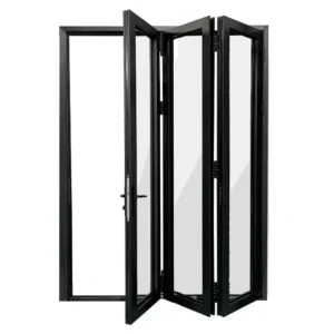72 in. x 80 in. Left Folding Outswing Black Aluminum Folding Patio Door