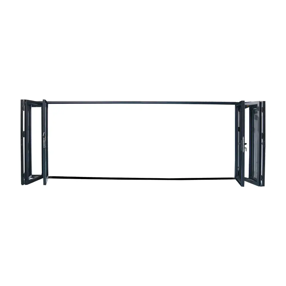 192 in. x 80 in. Center Opening Outswing Black Aluminum Folding Patio Door - Image 5