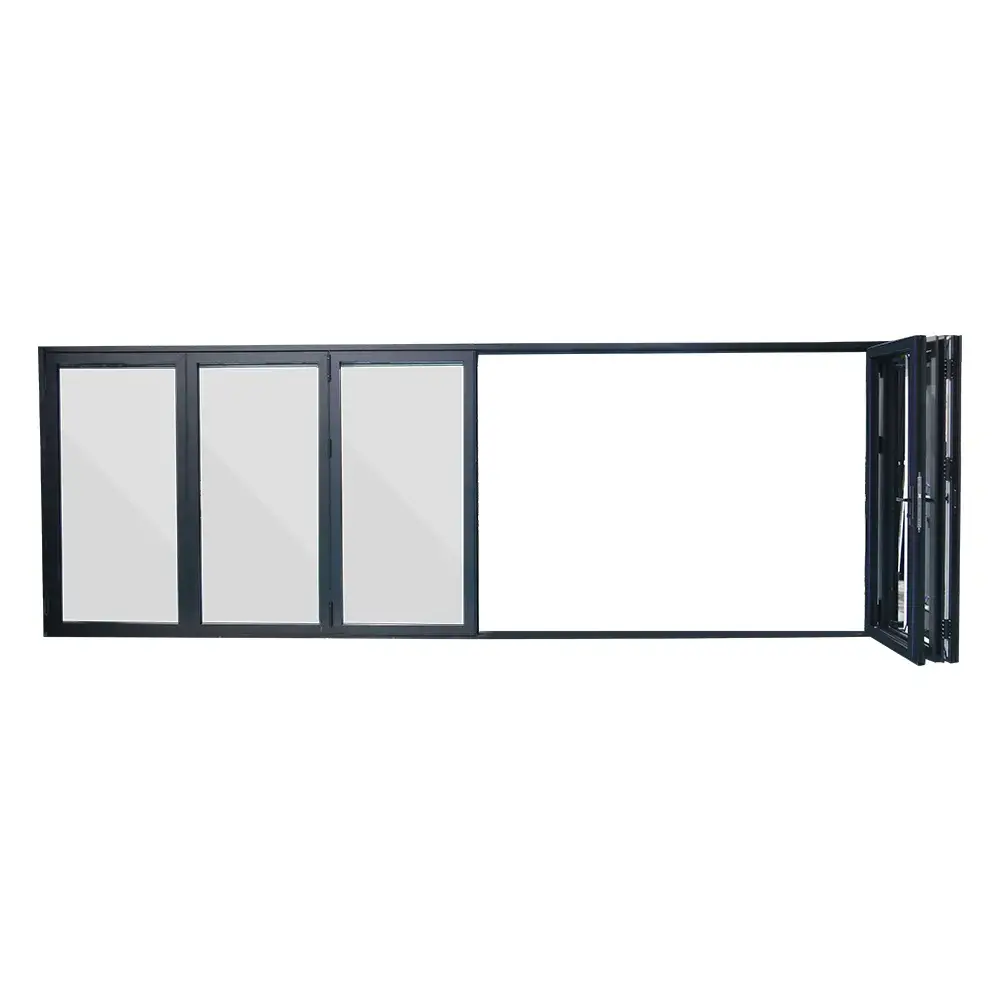 192 in. x 80 in. Center Opening Outswing Black Aluminum Folding Patio Door - Image 4