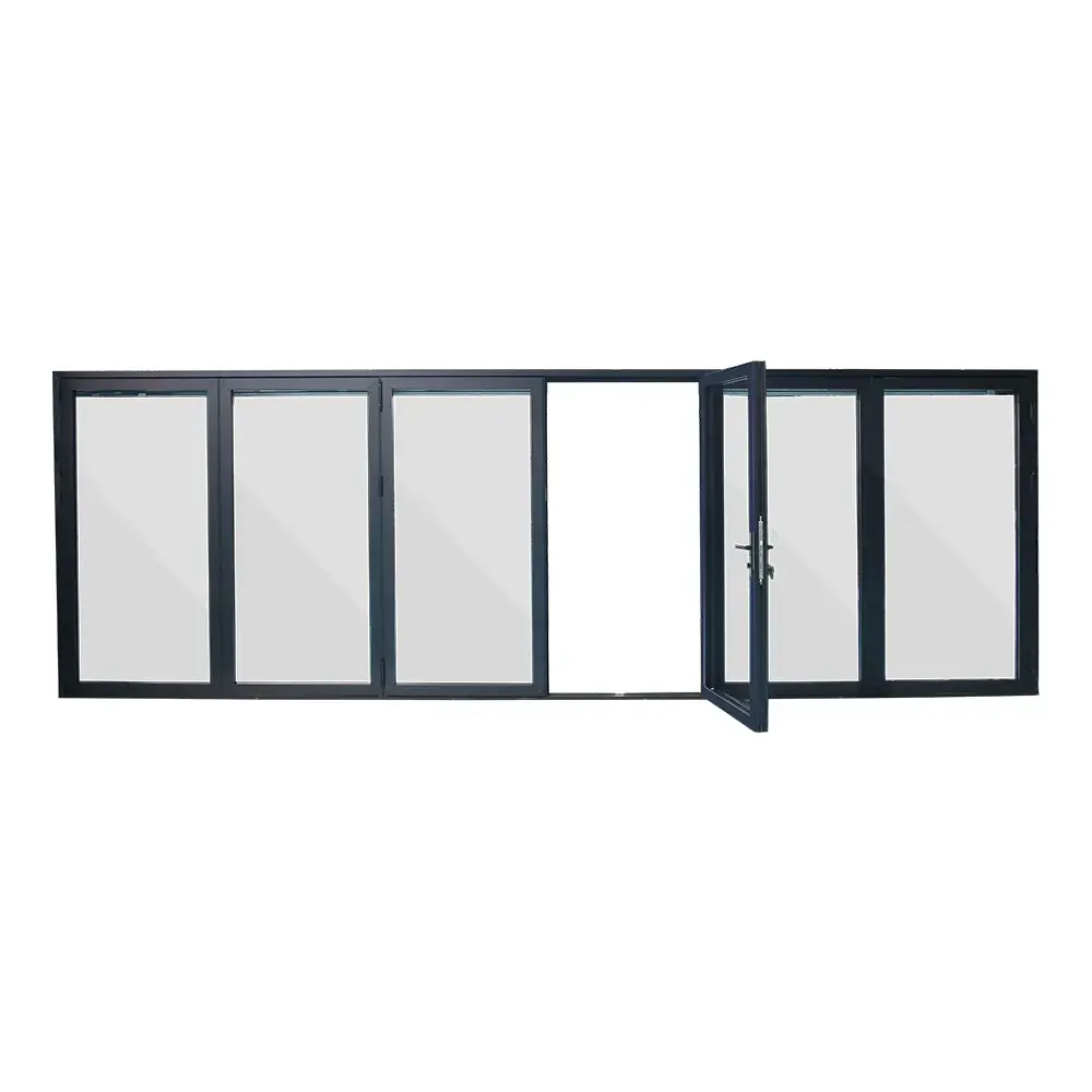 192 in. x 80 in. Center Opening Outswing Black Aluminum Folding Patio Door - Image 3