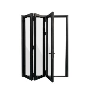 72 in. x 80 in. Right Folding Outswing Black Aluminum Folding Patio Door
