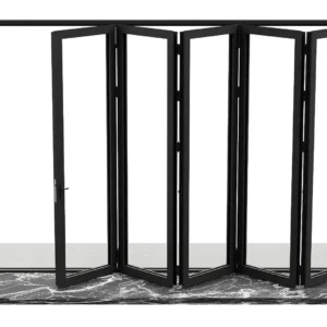 168 in. x 80 in. Left Folding Outswing Black Aluminum Folding Patio Door