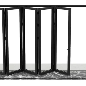 168 in. x 80 in. Right Folding Outswing Black Aluminum Folding Patio Door